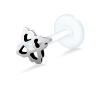 Bezel Set Stone Flower Shaped labret Silver LA-72